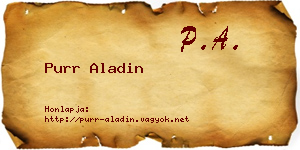 Purr Aladin névjegykártya